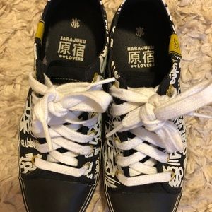 Black and white converse style harajuku shoes